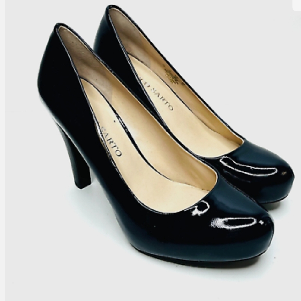 Franco Sarto Patent Leather Heels Balada Black Size 7 - Picture 1 of 9